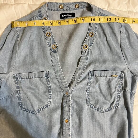 BEBE BLOUSE DENIM BUTTOM DOWN SIZE S - Picture 5 of 16